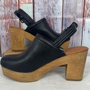 Universal Thread Watson 8.5W Black Platform Stacked Block Heel Clogs Mules